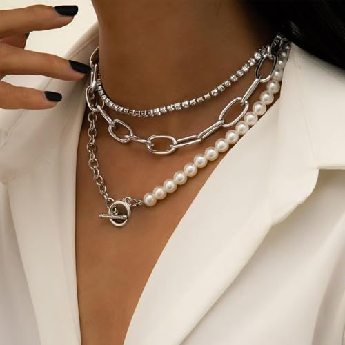 Gold Stack Necklace Chunky Necklaces for Women Trendy Coin Pendant Long Necklaces Western Jewelry for Women Cowgirl Cowboy Chic Country Outfit Boho Accessories Birthday Jewelry Gifts - color: J1:silver boho necklaces