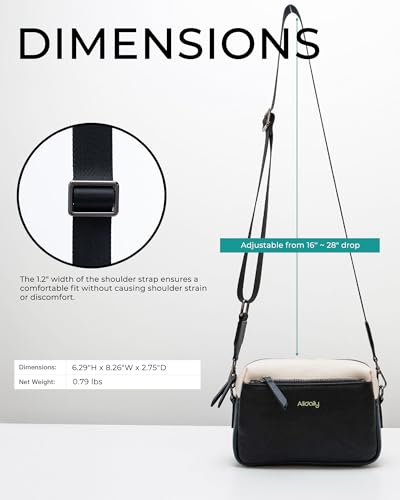 Alldaily Small Triple Zip Crossbody Purse for Women, Vegan Leather Phone Bag with Wide Shoulder Strap - color: Black & Blue & White