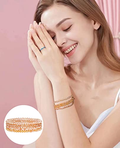 Noessla Beaded Boho Stretch Bracelet Colorful Stackable Crystal Beads Bracelets Trendy Costume Jewelry Mothers Day Gifts for Women - color: Orange