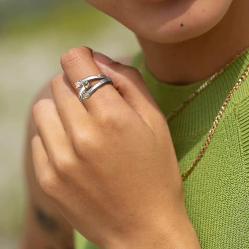 Custom4U Personalized 1-4 Birthstone Rings for Women Promise Rings for Her Sterling Silver Mothers Ring Customized Cubic Zirconia Stones Wedding/Valentine's Day/Mother's Day Jewelry Gift for Mom Wife - color: B-3 Names-silver