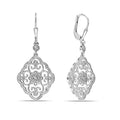 LeCalla 925 Sterling Silver Filigree Dangle Drop Leverback Earrings for Women | Long 925 Silver Dangle Leverback Earrings Hypoallergenic Filigree Tear drop Earrings Jewelry - style: Lab-Grown Diamond 0.03 ct.-45mm