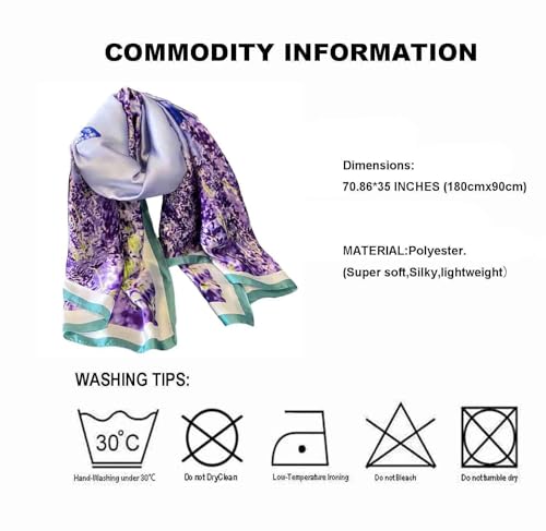 Acotavie Scarfs for Women Dressy Fashion Scarves Long Floral Pattern Scarf Lightweight Sunscreen Shawls - color: C023
