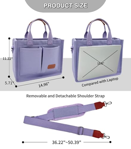 Large Canvas Tote Bag for Women Work Tote Bags with Pockets Laptop Crossbody Purses Everyday Bag Handbags for Travel - color: New Upgraded Heavy-duty Canvas Plus Purple