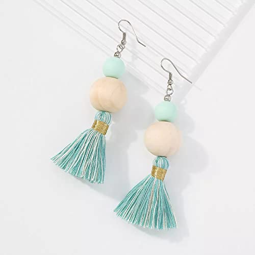 Boho Earrings for Women Dangling Lightweight Cute Earrings Handmade Tassel Dangle Earrings for Girls - color: Green