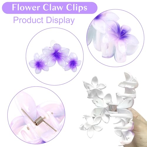 Colorful Hawaiian Flower Hair Clips for Women - Large Non-Slip Claw Clips with Strong Hold, Beach Hair Accessories for Thick Hair - color: Colorful-A