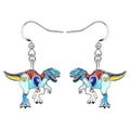 Enamel Alloy Dinosaur Fantasy Dragon Earrings Drop Dangle Unique Animal Jewelry For Women Dragons Gifts - color: Dinosaur Trex Blue
