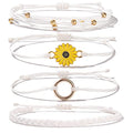 FANCY SHINY Easter Gifts Basket Stuffers Sunflower String Bracelet Boho Braided Rope Wrap Bracelets Cute Summer Beach Surfer Jewelry for Women - color: White