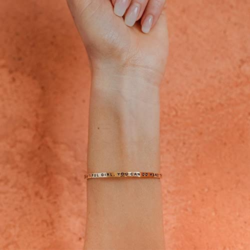 MantraBand - Mantra Band Bracelet - Gold color - Inspirational Engraved Adjustable Cuff - Gifts for Women, Sisters, Friends, Family - style: BEAUTIFUL GIRL, YOU CAN DO HARD THINGS