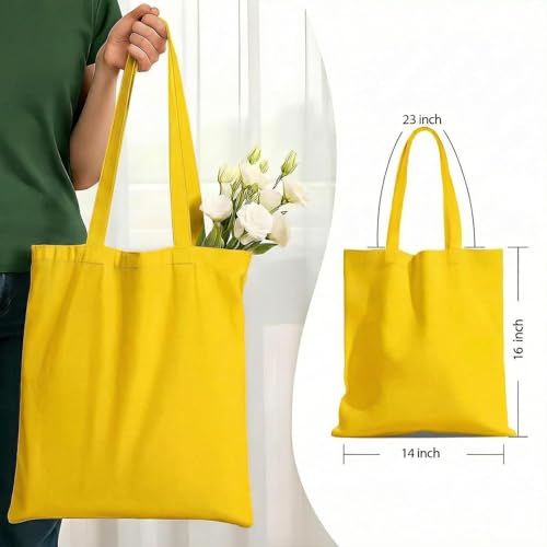 1 Pack Available Premium Canvas Reusable Tote Gift Bags,Made of Natural Canvas with Handle,Work,DIY,Shopping(Bright Yellow) - color: C9-bright Yellow 1 Pack