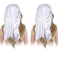 SATINIOR 35 Inch Silky Head Scarf 2 Pcs Large Square Neck Scarf Sleeping Hair Wrapping Satin Bandana for Women - color: White, style: Classic