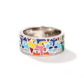 QUSIIOSLK 925 Sterling Silver Enamel Eye Rings Inlay AAA Cubic Zirconia Enamel Ring Boho Retro Turkish Handmade Engraved Coloful Eye Y2K Ring Jewelry Gift for Women 8 - size: 8