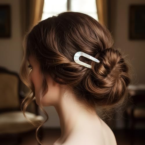 10 PCS Acetate Hair Sticks Set, 6 PC Acetate Hair Chopsticks and 4 PC U-Shaped French Hairs Forks Tortoise Shell Haipin Retro Chinese Hairpins Vintage Hairstyle Accessories for Women Girls Updos Buns