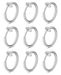 D.Bella Fake Septum Piercing Faux Nose Rings Hoop Stainless Steel Faux Lip Ear Nose Septum Ring Non Piercing Clip On Nose Hoop Rings Body Piercing Jewelry - style: Style W