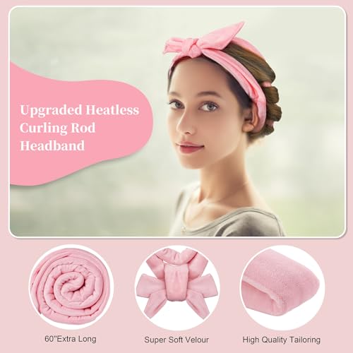 Upgraded 60" Extra Long Soft Heatless Hair Curlers to Sleep In, No Heat Hair Rollers (Pink) - color: Pink