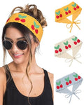 HAIMEIKANG Hippie Hair Bandanas Headbands for Women Boho Headband Knit Hair Bands Floral Head Wrap for Girls(Beige + Blue + Yellow) - color: Beige + Blue + Yellow
