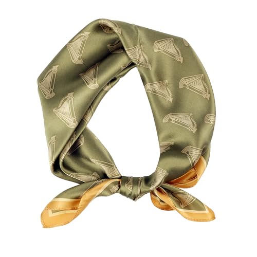 FEIBOON Mulberry Silk Scarfs Neck Scarf 21" Small Square Scarfs hair scarf bandana Neckerchief Headscarf for Women - color: Olive Green
