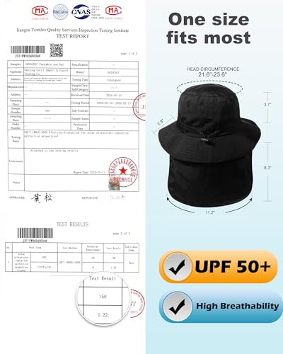 Water-Resistant Sun UPF 50+ Bucket Hat Protection Packable Brimmed Boonie for Women Men Summer Lightweight Hiking Outdoor Cap - color: Black2