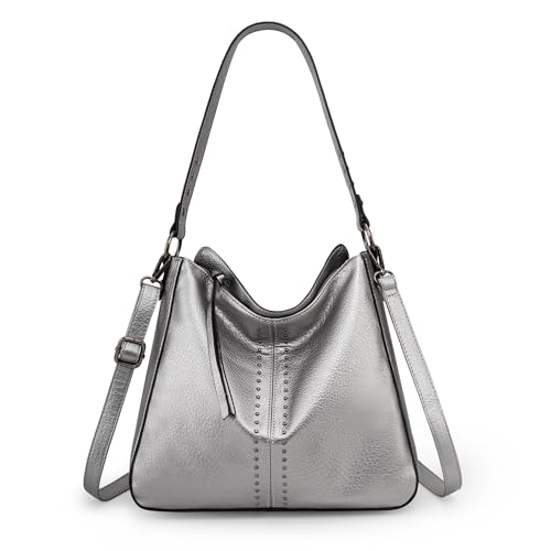 Montana West Hobo Bag for Women Crossbody Purse and Handbags Ladies Chic Shoulder Bags - color: Pearl Silver