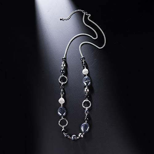 PEARL&CLUB Long Beaded Necklaces For Women - Sweater Chain Fashion Jewelry Necklace Gifts For Women - color: 23-Black