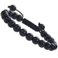 MASSIVE BEADS Natural Healing Power Gemstone Crystal Beads Unisex Adjustable Macrame Bracelets - color: Matte Onyx, size: 8mm