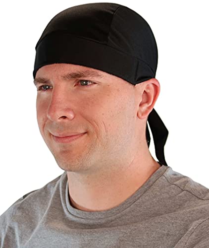 Sparkling EARTH - American Made Skull Caps Doo Rags Do Rag Durag Headwrap Head Wraps Skullies - Made in The USA! - color: Black Wicking Skull Cap