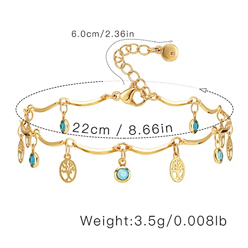 Yumikoo 18k Gold Plated Anklet Ankle Bracelets for Women - style: Cubic Zirconia