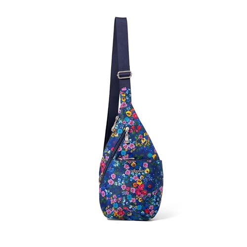 Baggallini Mini Sling - 12x7 Sling Crossbody Bag Backpack with Adjustable Shoulder Strap - color: Flower Market