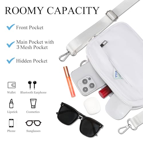 MAXTOP Small Crossbody Bags for Women Belt Bag Fanny Pack with Adjustable Strap - color: Pure White, style: Small Crossbody Bag