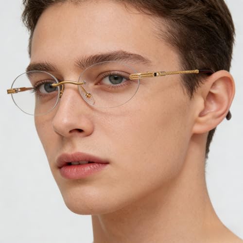 Retro Oval Sunglasses Rimless Small Round Glasses Frameless UV400 Men Women Fashion Shades - color: Clear