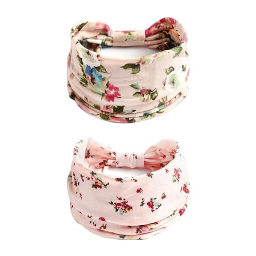 Boho Headband Fashion Wide Headband Knoted Turban Yoga Workout Head Bands Hair Accessories For Women (flower, Pack of 2) - color: flower, size: 1 Count (Pack of 2)