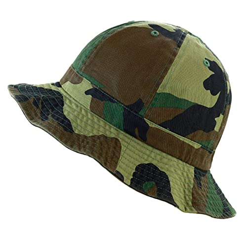 Women's Cotton Bucket Hat, Lightweight Packable Summer Sun Hat with Round Top Design for Beach Travel - color: 1. Tennis - Wood Camo, size: Small-Medium