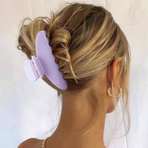 MAORULU Cute Claw Clip for Women – 4.3'' Large Acetate Hair Clips for Thick Thin Curly Long Hair, Durable Hair Clamps Non-slip Jaw Clip, Strong Hold, Stylish French Design (Pastel Purple) - color: Pastel Purple