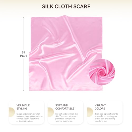 Head Scarf for Women Hair - 2 Pack 35" Square Satin Scarf, Silk Hair Scarf for Women Head Wrap for Sleeping - color: Black & Pink