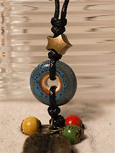 Pingyongchang H&Z Bohemian Colorful Ceramic Beads Lariat Necklace, Hippie Moon Stars Ceramic Tassel Beaded Jewelry Gifts for Women - color: blue