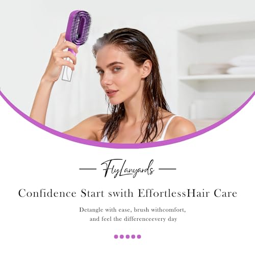 2-in-1 Manual Non-Electric Detangler Hair Brush with Built-In Mister Spray, Wet & Dry Detangling Brush for Curly, Wavy & Straight Hair, No-Tangle Anti-Frizz Brush，Reservoir 50ml.(Purple) - color: Purple