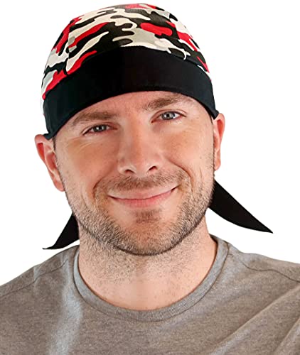 Sparkling EARTH - American Made Skull Caps Doo Rags Do Rag Durag Headwrap Head Wraps Skullies - Made in The USA! - color: Red, Grey, Black and White Camouflage Skull Cap