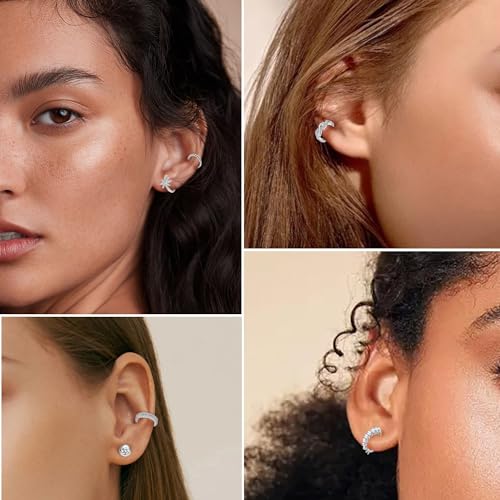 Dochais 9Pcs Ear Cuff 14K Gold Plated Cuff Earrings Gold Ear Cuffs Non Pierced Ear Clips Cartilage Earring Fake Earrings - style: A-9pcs-Silver