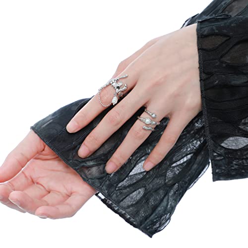 Y2k Moonstone Rings Rhinestone Star Irregular Agate Grunge Rings Set for Women - style: Style 2