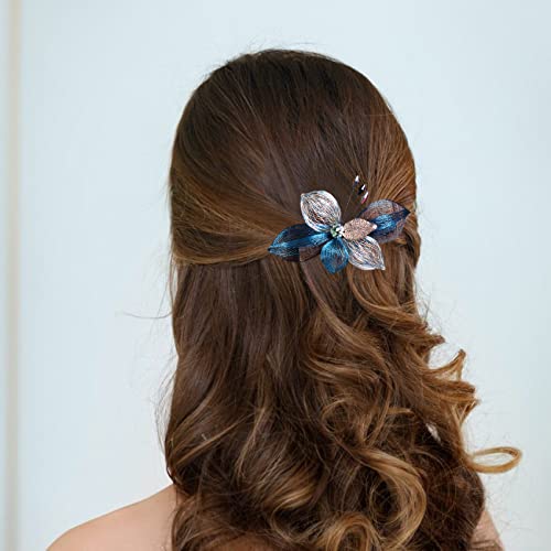 Mistofu Barrettes for Women - 2Pcs Copper Wire Hand-woven High-level design Clips Elegant Accessories, Hair Barrettes for Thick Hair - Gifts for Women Girls（blue） - color: blue