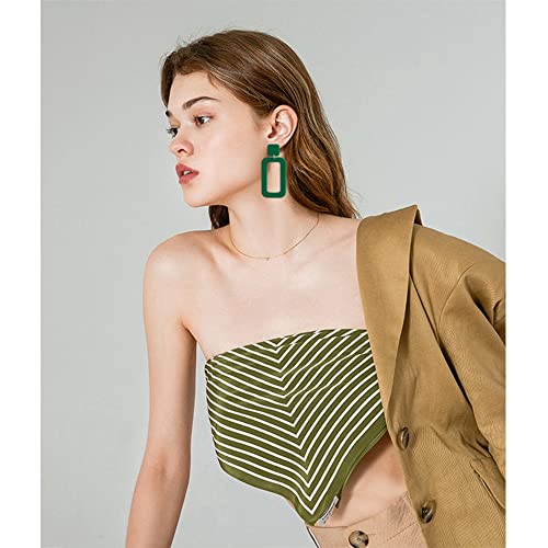 ANXIN STORE Boho Minimalist Multicolor Acrylic Geometric Square Hollow Pendant Neon Nightclub Earrings Vintage 80s 90s Party Accessories Womens - color: green hollow earrings