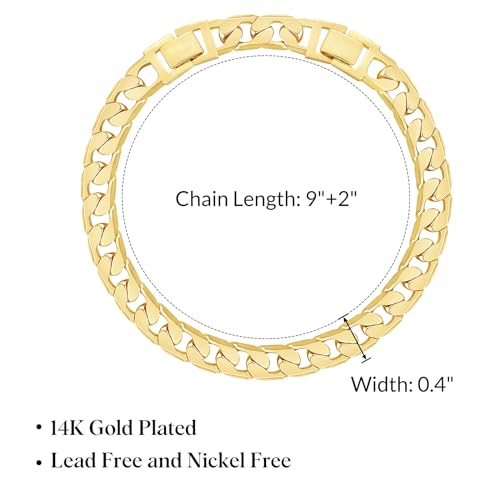 KissYan Gold Ankle Bracelets for Women, 14K Gold Anklets Chunky Cuban Link Chain Summer Beach Foot Jewelry Gifts for Women - color: Flat Cuban-Gold