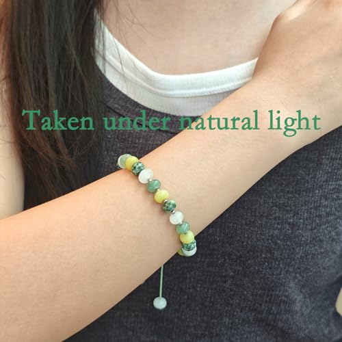 468Handmade Adjustable Natural Gemstone Crystal Bracelet Healing Power Energy Inspirational Gifts with Card for Unisex - color: 20-Fragrant Grass (Revere Nature), size: 5x8mm