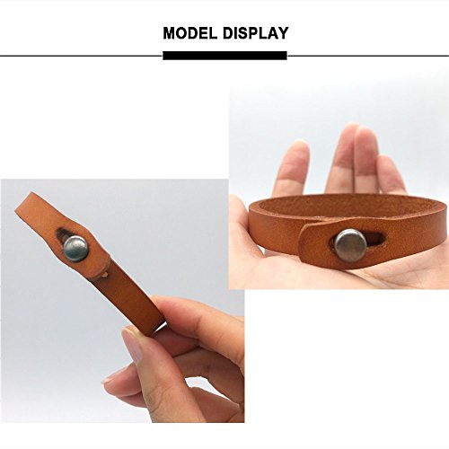Mens Genuine Leather Bracelet - Handmade Adjustable Leather Cuff Bracelet punk Style leather wrap Wristband for Men - color: A-Yellow