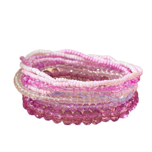Caiyao Bohemian Multilayer Stackable Seed Beaded Bracelets Colorful Crystal Glass Beads Strand Bangle Bracelet BFF Wristbands Bracelet for Women Summer Beach Hawaii Jewelry Birthday Gifts - color: Purple