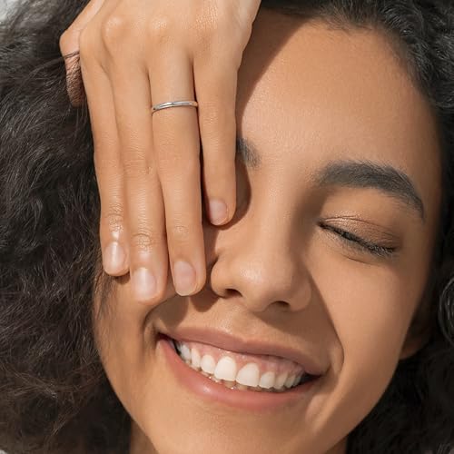 MINDDHA 14K Gold/White Gold Plated Rings for Women, Wedding Band, Stackable, Knuckle, Dainty Thumb & Pinky, Non Tarnish/Silver, Gold Rings for Women 2mm 4mm 6mm Band Sizes 4-12 - color: 2mm Silver-Tone