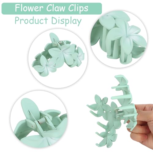 ANBALA 4PCS Flower Hair Accessories: Colorful Hawaiian Plumeria Claw Clips for Thick Hair - Large, Non-Slip, Strong Hold Beach Clips - color: B-4pcs large colorful flower