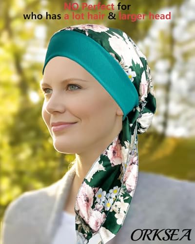 Chemo Headwear for Women Head Scarf Headwraps Silky Soft Turbans for Women Cancer Hats Chemo Beanie Coverings Scarves - color: B Deep Green Pattern