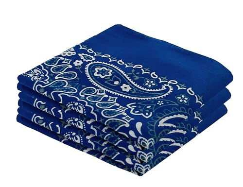 Classic Paisley Bandanas - 3 Pack Gift Set, 100% Cotton, 22x22 Inches - color: Navy Blue