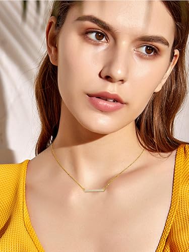 14K Gold Bar Necklace for Women,Gold Bar Pendant Necklace Simple Gold Necklace Non Tarnish Gold Necklace for Mom Minimalist Mothers Day Jewelry Mother's Birthday Christmas Valentine's Day Gifts for Mom Wife Women Her - style: Dainty Gold Bar