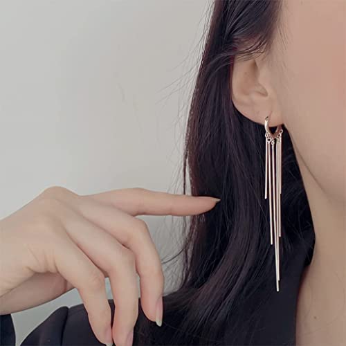 Sterling Silver Women's Tassel Earrings | 925 Silver Chandelier Threading Long Gold Dangle Earrings